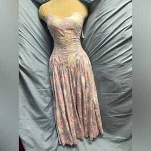 NWT 80’s Robbie Bee Pink Floral Maxi Dress